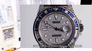 Rolex GMTMaster II 40mm Diamonds 116759SA  WATCHGUYNYC [upl. by Nelram23]