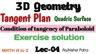 Find the equation of tangent plane to the paraboloid ax2by22z parallel to the plane lxmynx0 [upl. by Jerol]