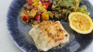 Pan Seared Chilean Sea Bass with Lemon Butter Sauce [upl. by Aneehsar]