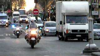 Paris Police Motorcycles Escort Ambulance to Hospital [upl. by Yttik735]