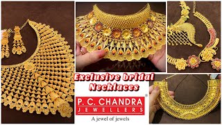 P C Chandra wedding gold necklace set  choker collection wth price amp weight  gold necklace designs [upl. by Rebmac]