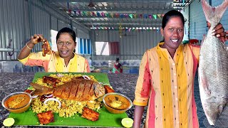 Vilai Meen Biryani tawa Fry Fish Curry And Paarai Fish Tawa fry Eating Challenge in Tamil Foodies [upl. by Annavaig]