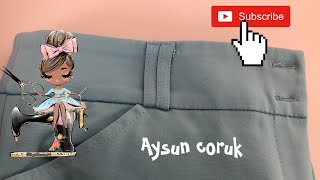 How to with aysun‼️Pantolon beli daraltma tekniği 👖trousers fix pantolon dikişdersi kapadokya [upl. by Goldarina245]