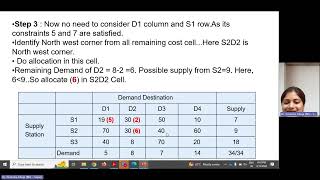 North West Corner Method of Transportation [upl. by Ssej]