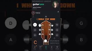 D Standard Tuning Guitar  1 Step Down  Using GuitarTuna Free [upl. by Shepard891]