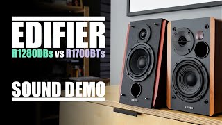 Edifier R1280DBs vs Edifier R1700BTs  Sound Comparison [upl. by Darum663]