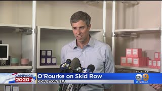 Beto ORourke Tours Skid Row During SoCal Visit [upl. by Shedd]