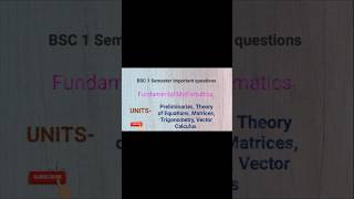 Bsc 1 Semester Mathematics important questions [upl. by Thibaut]