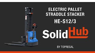 Product video  Electric straddle stacker HES123 [upl. by Ralat636]