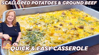 Quick amp Easy SCALLOPED POTATO GROUND BEEF CASSEROLE Using Box Potatoes [upl. by Stanfield]