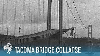 Tacoma Bridge Collapse The Wobbliest Bridge in the World 1940  British Pathé [upl. by Adlesirk]