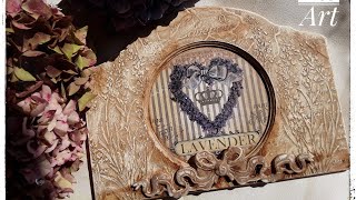 Lawendowy panel tutorial mixmedia decoupage [upl. by Ennayhc620]