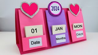 How to make New Year 2024 Desk Calendar  DIY Calendar  Handmade Desk Calendar  New Year Crafts [upl. by Eintrok693]