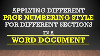 03  Different page numbering style at different sections of a word document Microsoft Word [upl. by Roos]