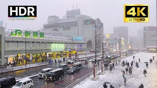 Tokyo Walk  Snowy day in Tokyo Shinjuku Japan  4K HDR [upl. by Vig333]