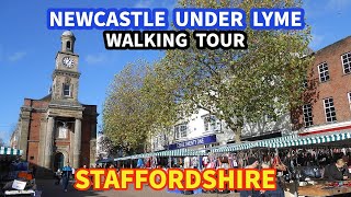 A walk through NEWCASTLE UNDER LYME  England  Town Centre  Walking Video [upl. by Alfons]