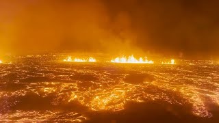 Iceland volcano eruption  Raw video [upl. by Cornelle]