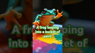 A frog leaping into a bucket of paint shortvideo animals funnyshorts cute funny cartoon [upl. by Alyakcm]