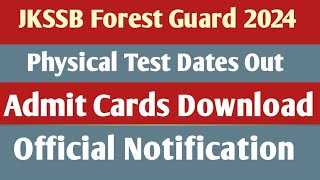 JKSSB Forest Guard Physical Test Dates  Wildlife Guard PSTPET Schedule [upl. by Odnaloy789]