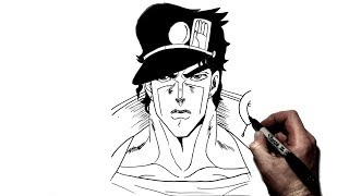 How to Draw Jotaro  Step By Step  JoJos Bizarre Adventure [upl. by Ybbed]