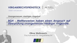 Rechtsschutz gegen unangemessen niedrige Angebote [upl. by Norac]