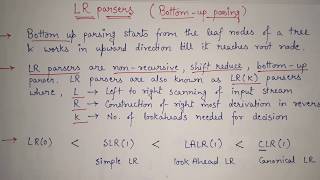 14 LR Parser in Compiler Design in English FULL EXPLANATION  LR parsing  Bottom up parsing [upl. by Dreddy240]