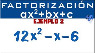 Factorización trinomio de la forma ax2bxc  Ejemplo 2 [upl. by Hctim]