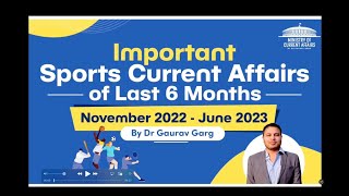 Sports current affairs 2023 Complete  Best Current affairs 2023 by Dr Gaurav Garg for SBI PO 2023 [upl. by Rabush488]