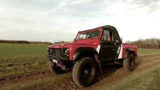 BajaFender Land Rover Defender Rally Raid Car BMW M57 DIESEL POWER Black Dezert Racing [upl. by Anilrats]