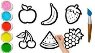 Learn fruits fruits drawing coloring amp painting draw fruits easy [upl. by Ahsitam]