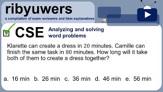 CSE ribyuwerWord Problems Work Problem 1 csereviewer cseexam civilserviceexamreviewer cse [upl. by Nnyrb656]