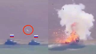 Javelin suddenly destroys a column of Russian tanks [upl. by Attevaj]