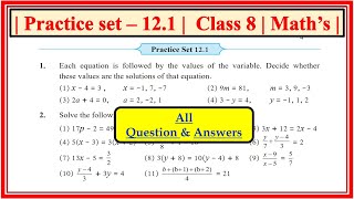 Practice set 121 class 8th  maths  equation in one variable chapter 12 Maharashtra board std8 [upl. by Nnylylloh]