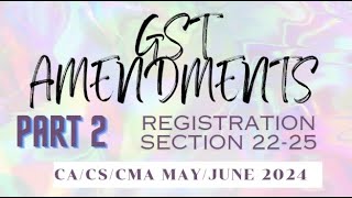 GST AMENDMENTS MayJune 2024 Exams Lecture 2 by CA Angad Agnihotri [upl. by Natalya]