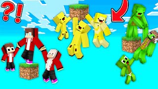 JJ Family vs Mikey Family vs Banana Kid Family on ONE BLOCK Survival in Minecraft JJ and Mikey TV [upl. by Herod]