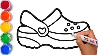 How to Draw a Crocs  Crocs Shoes Drawing Painting and Coloring For Kids and Toddlers 🎨 Child Art [upl. by Castera577]