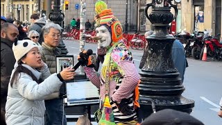 Karcocha Street Art in The Rambla Barcelona 2024 Comedy improvisation 🇪🇸 [upl. by Oirretna]