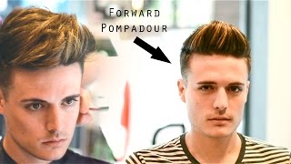 Mens Haircut amp Hairstyle  Forward Pompadour  Slick Quiff  Business Casual [upl. by Walley]