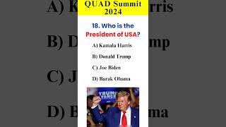 QUAD Summit Current Affairs 2024 shorts gk trending [upl. by Maidy]