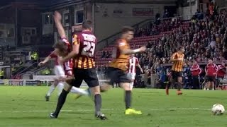 Rory McArdle WWE Throw vs Stefan ScougallBradford vs Sheffield United 02 17102014 [upl. by Haroppiz]