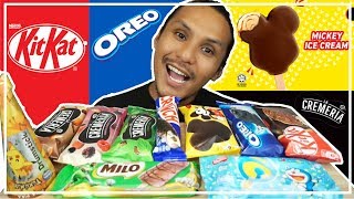 ais krim KITKAT OREO MICKEY MOUSE dan rakanrakan bergaduh dalam perut mukbang malaysia [upl. by Immij533]