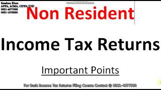 How to file Non Resident Income Tax Returns  Important points for Non Resident Income Tax Returns [upl. by Atinrev]