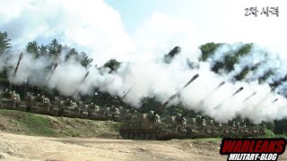 Ultra Powerful South Korean K9 Thunder Artillery Mass Live Fire vs Mountain [upl. by Correna]