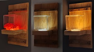 Making wintage lighting with flame details from wood and glass pieces  Decoration ideas [upl. by Clift]