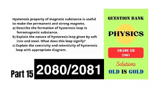 NEB Physics Class 12  Short Answer Questions  Part 15  Hysteresis Loop  Magnetism  Physics [upl. by Briggs]