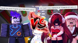 Racing RANDOM PEOPLE In TOWER OF HELL AS THE OWNER  Roblox  Tower Of Hell [upl. by Hildagard797]