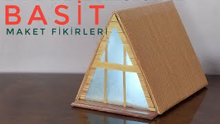 IŞIKLI ÜÇGEN EV MAKETİAMAZING BUNGALOW HOUSE MODEL from cardboard  dıy [upl. by Fridlund731]