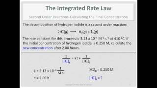 Chemical Kinetics The Integrated Rate Law Calculating the Final Conc for a Second Order Reaction [upl. by Kinsler]