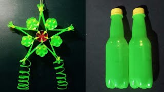 DIYStar Design 2Christmas decorLanternParol making using recycled plastic bottles [upl. by Arymas]