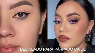 DELINEADO PARA PÁRPADO CAÍDO  maquillaje para vestido morado 💜 [upl. by Madigan]